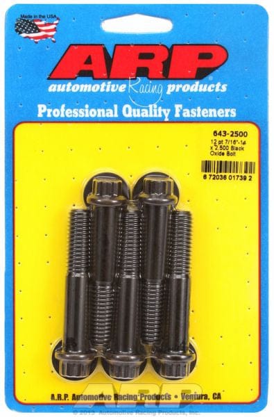 ARP 7/16" UNC x 2.500" UHL With 7/16" Socket Head ARP fasteners 5-Pack Bolt Kit, 12-Point Head Black Oxide AR643-2500 SR