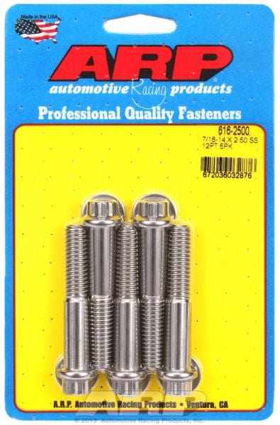 ARP 7/16" UNC x 2.500" UHL With 7/16" Socket Head ARP fasteners 5-Pack Bolt Kit, 12-Point Head S/S AR616-2500 SR