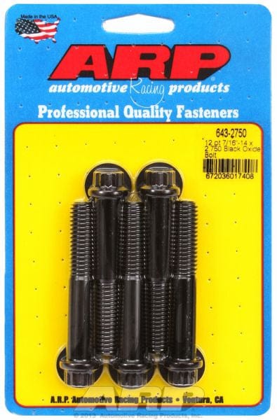ARP 7/16" UNC x 2.750" UHL With 7/16" Socket Head ARP fasteners 5-Pack Bolt Kit, 12-Point Head Black Oxide AR643-2750 SR