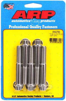 ARP 7/16" UNC x 2.750" UHL With 7/16" Socket Head ARP fasteners 5-Pack Bolt Kit, 12-Point Head S/S AR616-2750 SR