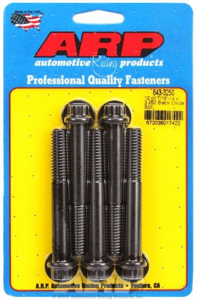 ARP 7/16" UNC x 3.250" UHL With 7/16" Socket Head ARP fasteners 5-Pack Bolt Kit, 12-Point Head Black Oxide AR643-3250 SR