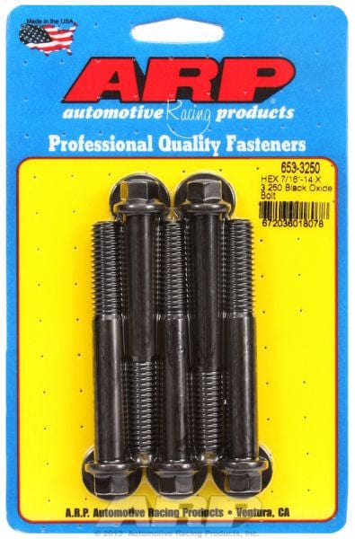 ARP 7/16" UNC x 3.250" UHL With 7/16" Socket Head ARP fasteners 5-Pack Bolt Kit, Hex Head Black Oxide AR653-3250 SR