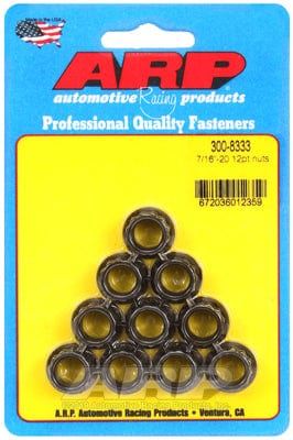 ARP 7/16" UNF Thread, 1/2" Socket (10-Pack) ARP fasteners 12-Point Nut, Chrome Moly Black Oxide AR300-8333 SR