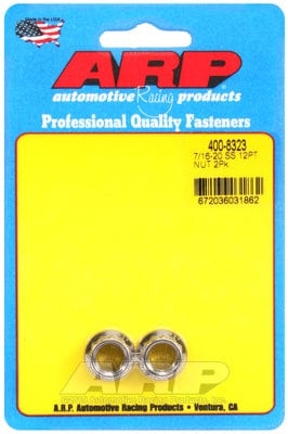 ARP 7/16" UNF Thread, 1/2" Socket (2-Pack) ARP fasteners 12-Point Nut, Polished S/S AR400-8323 SR