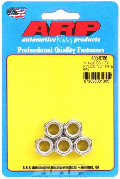 ARP 7/16" UNF Thread (5-Pack) ARP fasteners S/S Hex Nyloc Nuts AR400-8766 SR