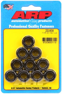 ARP 7/16" UNF Thread x 11/16" Socket (10-Pack) ARP fasteners Hex Nut With Flange, Chrome Moly AR200-8636 SR