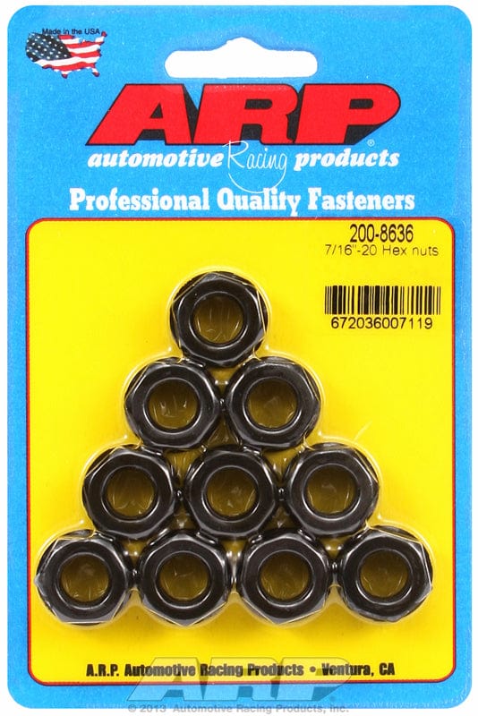ARP 7/16" UNF Thread x 11/16" Socket (10-Pack) ARP fasteners Hex Nut With Flange, Chrome Moly AR200-8636 SR
