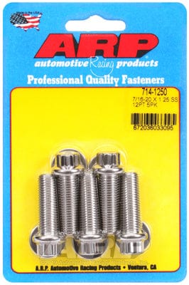 ARP 7/16" UNF x 1.250" UHL With 7/16" Socket Head ARP fasteners 5-Pack Bolt Kit, 12-Point Head S/S AR714-1250 SR