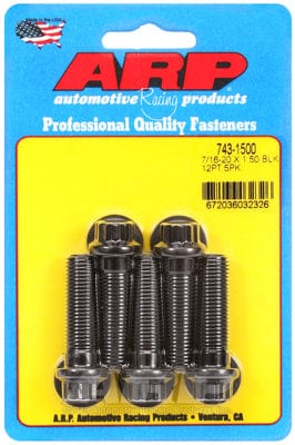 ARP 7/16" UNF x 1.500" UHL With 7/16" Socket Head ARP fasteners 5-Pack Bolt Kit, 12-Point Head Black Oxide AR743-1500 SR