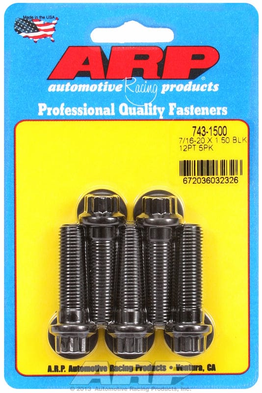 ARP 7/16" UNF x 1.500" UHL With 7/16" Socket Head ARP fasteners 5-Pack Bolt Kit, 12-Point Head Black Oxide AR743-1500 SR