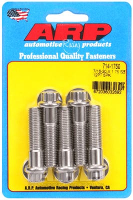 ARP 7/16" UNF x 1.750" UHL With 7/16" Socket Head ARP fasteners 5-Pack Bolt Kit, 12-Point Head S/S AR714-1750 SR