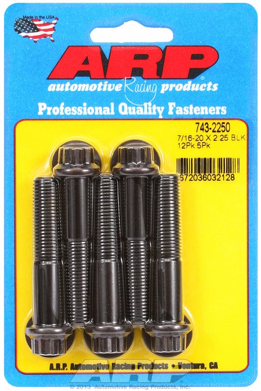 ARP 7/16" UNF x 2.250" UHL With 7/16" Socket Head ARP fasteners 5-Pack Bolt Kit, 12-Point Head Black Oxide AR743-2250 SR
