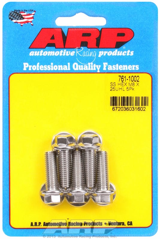 ARP 8mm x 1.25 x 25mm UHL With 10mm Socket Head ARP fasteners 5-Pack Bolt Kit, Hex Head S/S AR761-1002 SR