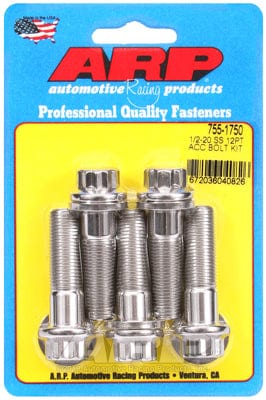 ARP fasteners 1/2" UNF x 1.750" UHL With 9/16" Socket Head ARP fasteners 5-Pack Bolt Kit, 12-Point Head S/S AR755-1750 SR