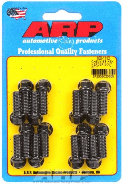 ARP fits BB Chev 3/8" Thread X 1.000" UHL (16 Pack) ARP fasteners Exhaust Header Bolt Kit, Hex Head Black Oxide AR100-1112 SR