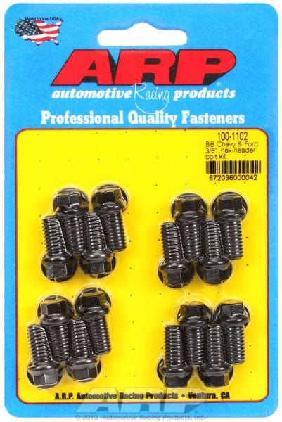 ARP fits BB Chev 3/8" Thread X .750" UHL (16 Pack) ARP fasteners Exhaust Header Bolt Kit, Hex Head Black Oxide AR100-1102 SR