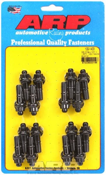 ARP fits BB Chev 3/8" X 1.670" OAL (16 Pack) ARP fasteners Exhaust Header Stud Kit, 12-Point Nut Black Oxide AR100-1403 SR