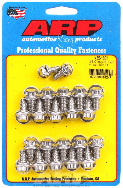 ARP fits BB Chev (With Standard 2-Piece Pan Gasket) ARP fasteners Oil Pan Bolt Kit, 12-Point S/S AR435-1801 SR