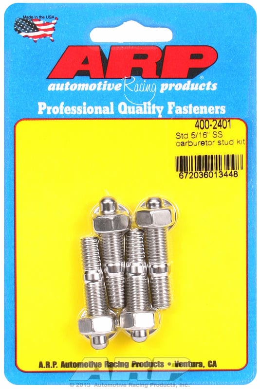 ARP fits Carburettor With No Spacer 5/16" Thread x 1.700" OAL (4-Piece) ARP fasteners Carburettor Stud Kit, Hex Nut S/S AR400-2401 SR
