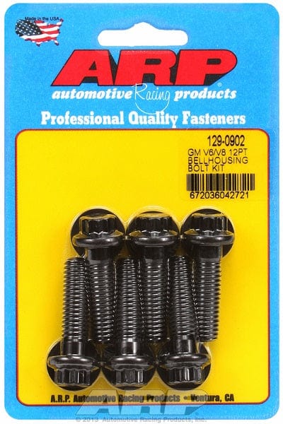 ARP fits Chev V6-V8, Black Oxide, 12-Point Head, 3/8-16, 1.375" UHL ARP fasteners Bellhousing To Engine Block Bolt Kit AR129-0902 SR