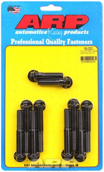 ARP fits FE Ford 390-428 ARP fasteners Intake Manifold Bolt Kit, Hex Head Black Oxide AR155-2002 SR