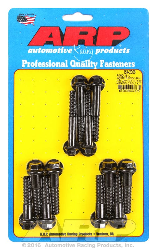ARP fits Ford 302-351 Cleveland With Edelbrock RPM Air Gap ARP fasteners Intake Manifold Bolt Kit Hex Head, Black Oxide AR154-2006 SR