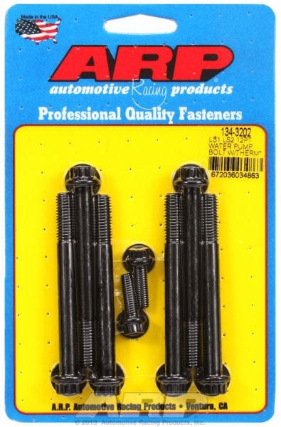ARP fits GM LS Series ARP fasteners Water Pump & Thermostat Bolt Kit, 12-Point Black Oxide AR134-3202 SR
