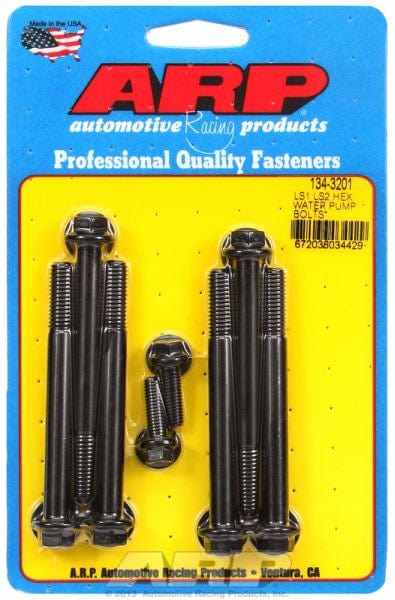 ARP fits GM LS Series ARP fasteners Water Pump & Thermostat Bolt Kit, Hex Head Black Oxide AR134-3201 SR