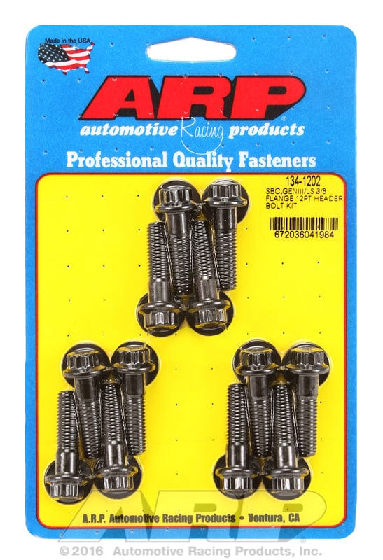 ARP fits GM LS Series M8 X 1.181" UHL (12 Pack) 3/8" Wide Header Flange ARP fasteners Exhaust Header Bolt Kit, 12-Point Black Oxide AR134-1202 SR