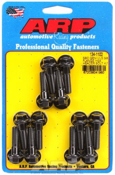ARP fits GM LS Series M8 X 1.181" UHL (12 Pack) 3/8" Wide Header Flange ARP fasteners Exhaust Header Bolt Kit, Hex Head Black Oxide AR134-1102 SR