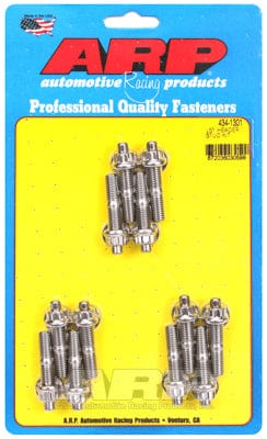 ARP fits GM LS Series M8 X 1.750" OAL (12 Pack) 3/8" Wide Header Flange ARP fasteners Exhaust Header Stud Kit, 12-Point Nut S/S AR434-1301 SR