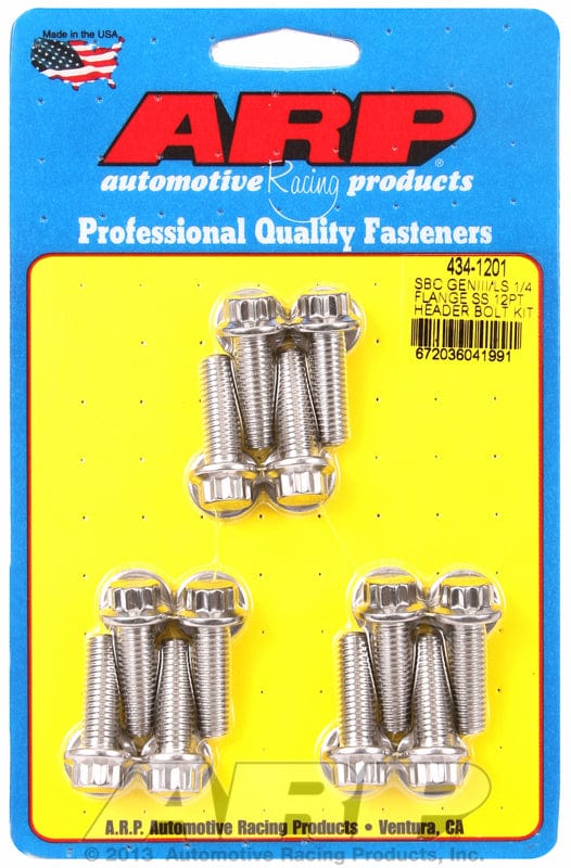 ARP fits GM LS Series M8 X .984" UHL (12 Pack) 1/4" Wide Header Flange ARP fasteners Exhaust Header Bolt Kit, 12-Point S/S AR434-1201 SR