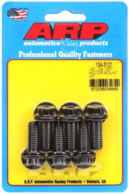 ARP fits GM LS Series, Mount Bracket To Block (6-Pack) ARP fasteners Motor Mount Bolt Kit, 12-Point Black Oxide AR134-3101 SR