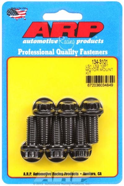 ARP fits GM LS Series, Mount Bracket To Block (6-Pack) ARP fasteners Motor Mount Bolt Kit, 12-Point Black Oxide AR134-3101 SR