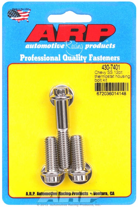 ARP fits SB/BB Chev 5/16-24 Thread x 1.000/2.000" UHL ARP fasteners Thermostat Housing Bolt Kit, 12-Point Head S/S AR430-7401 SR