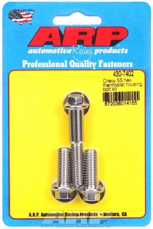 ARP fits SB/BB Chev 5/16-24 Thread x 1.000/2.000" UHL ARP fasteners Thermostat Housing Bolt Kit, Hex Head S/S AR430-7402 SR