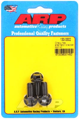 ARP fits SB/BB Chev ARP fasteners Alternator Bracket Bolt Kit, Hex Head Black Oxide AR130-3302 SR