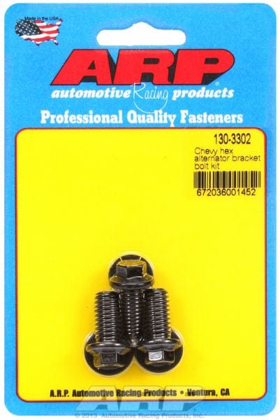 ARP fits SB/BB Chev ARP fasteners Alternator Bracket Bolt Kit, Hex Head Black Oxide AR130-3302 SR