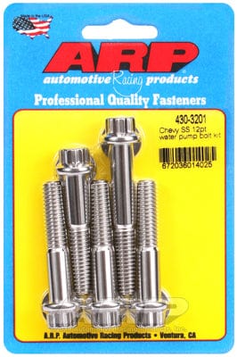 ARP fits SB/BB Chev With Long Water Pump ARP fasteners Water Pump Bolt Kit, 12-Point Head S/S AR430-3201 SR