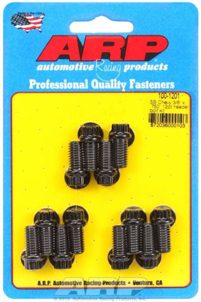 ARP fits SB Chev 3/8" Thread X .750" UHL (12 Pack) ARP fasteners Exhaust Header Bolt Kit, 12-Point Black Oxide AR100-1201 SR