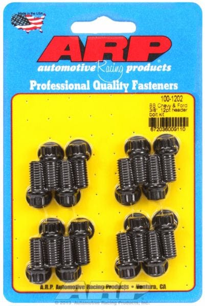 ARP fits SB Chev 3/8" Thread X .750" UHL (16 Pack) ARP fasteners Exhaust Header Bolt Kit, Hex Head Black Oxide AR100-1202 SR