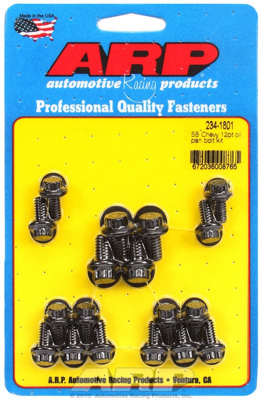 ARP fits SB Chev (With Standard 2-Piece Pan Gasket) ARP fasteners Oil Pan Bolt Kit, 12-Point Black Oxide AR234-1801 SR