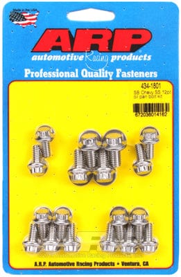 ARP fits SB Chev (With Standard 2-Piece Pan Gasket) ARP fasteners Oil Pan Bolt Kit, 12-Point S/S AR434-1801 SR