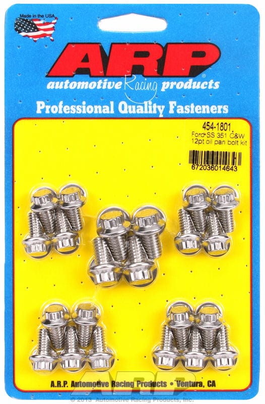 ARP fits SB Ford 283-302-351 Windsor & 302-351 Cleveland ARP fasteners Oil Pan Bolt Kit, 12-Point S/S AR454-1801 SR