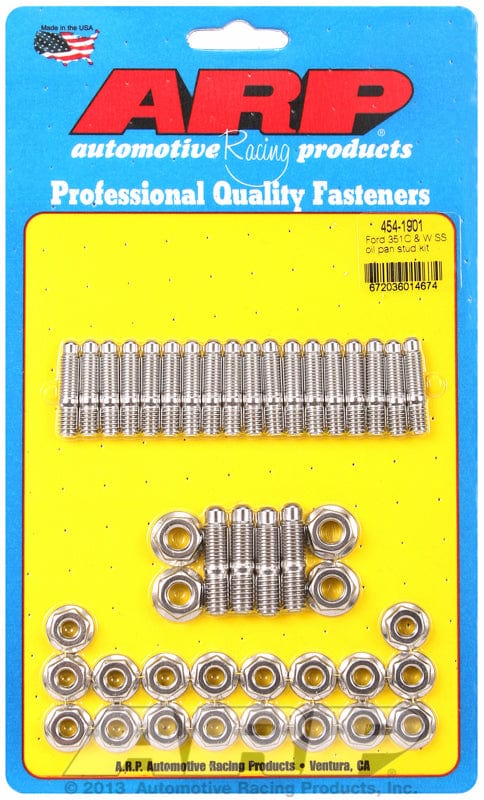 ARP fits SB Ford 283-302-351 Windsor & 302-351 Cleveland ARP fasteners Oil Pan Stud Kit, Hex Nut S/S AR454-1901 SR