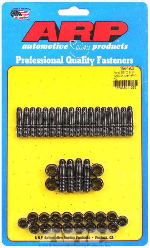 ARP fits SB Ford 289-302-351 Windsor, 302-351 Cleveland & Holden ARP fasteners Oil Pan Stud Kit, 12-Point Nut Black Oxide AR254-1902 SR