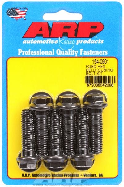 ARP fits SB Ford 289-302-351 Windsor (Automatic Transmission) 7/16-14 Thr ARP fasteners Bellhousing Bolt Kit, Hex Nut Black Oxide AR154-0901 SR