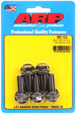ARP M10 x 1.25 Thread x 25mm UHL With 10mm Socket ARP fasteners 5-Pack Bolt Kit, Hex Head Black Oxide AR663-1002 SR