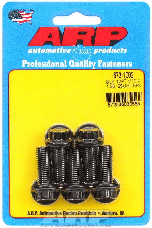 ARP M10 x 1.25 Thread x 25mm UHL With 12mm Socket Head ARP fasteners 5-Pack Bolt Kit, 12-Point S/S AR673-1002 SR