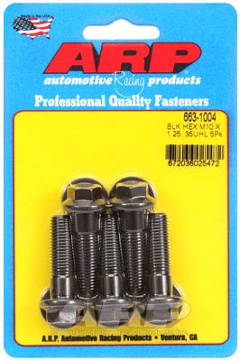 ARP M10 x 1.25 Thread x 35mm UHL With 10mm Socket ARP fasteners 5-Pack Bolt Kit, Hex Head Black Oxide AR663-1004 SR